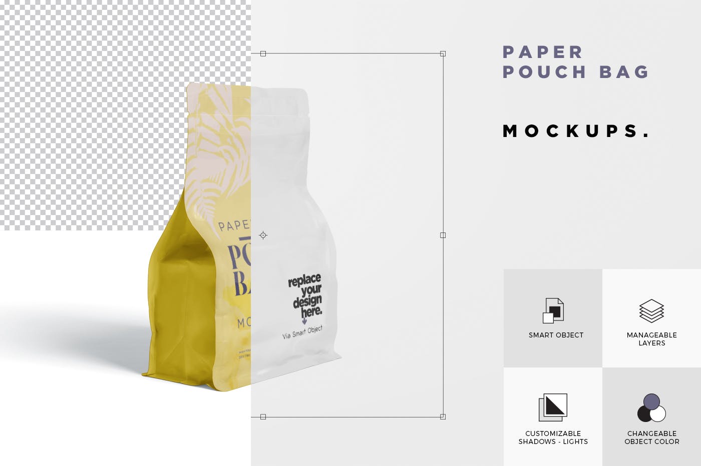零食包装纸袋/塑料袋设计效果图样机 Paper Pouch Bag Mockup插图(5)