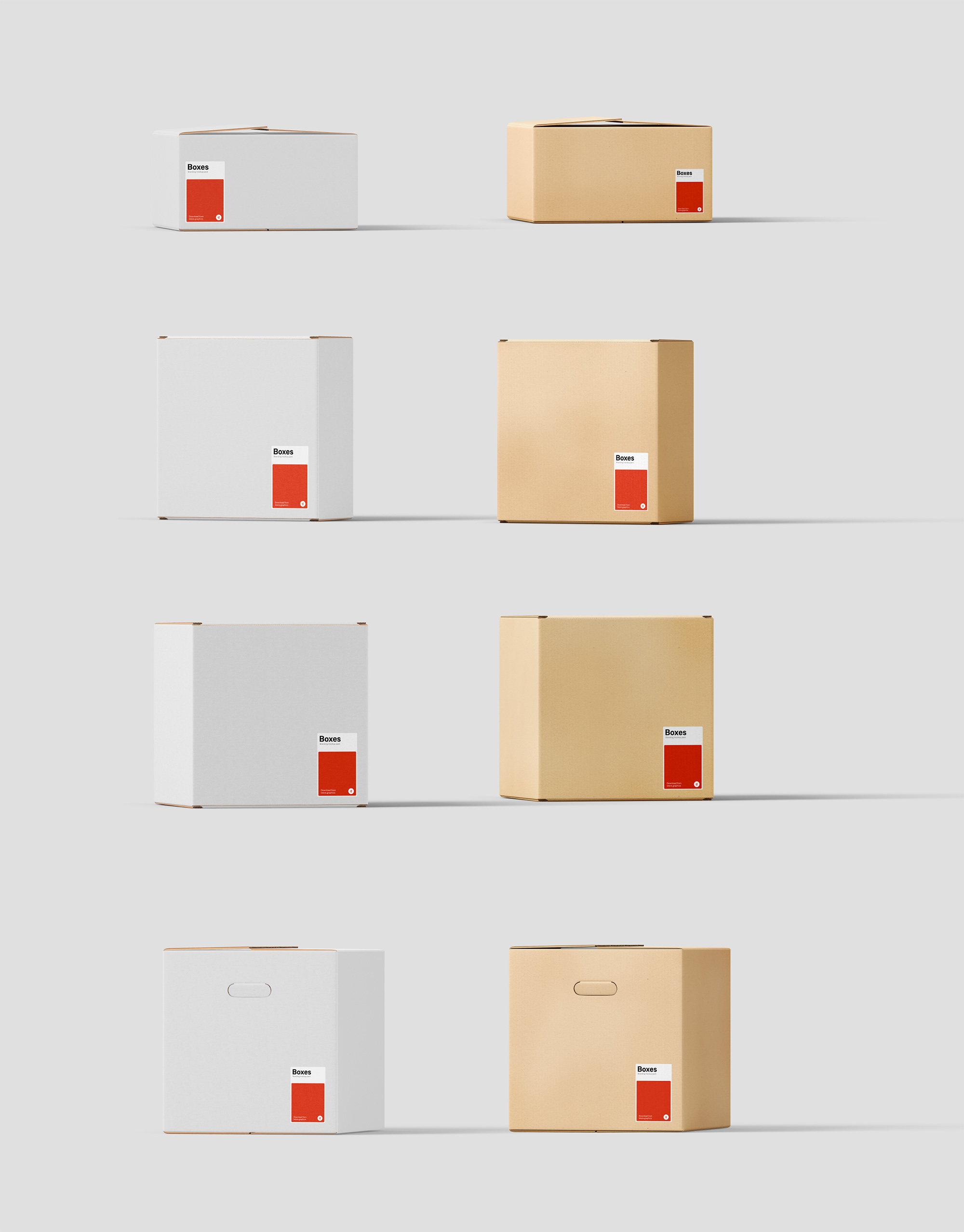 各式各样的牛皮纸硬纸板包装盒子样机62 Kraft Boxes Mockups插图