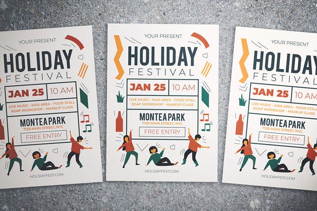 节日活动海报传单设计模板素材 Holiday Festival Flyer插图(3)