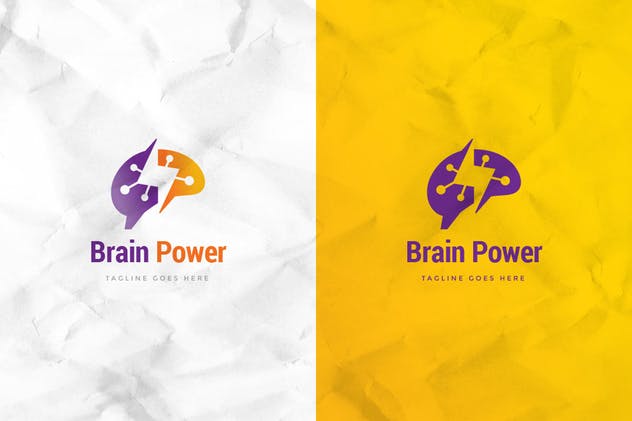 思维脑力创意Logo标志设计模板 Brain Power Logo Template插图(2)