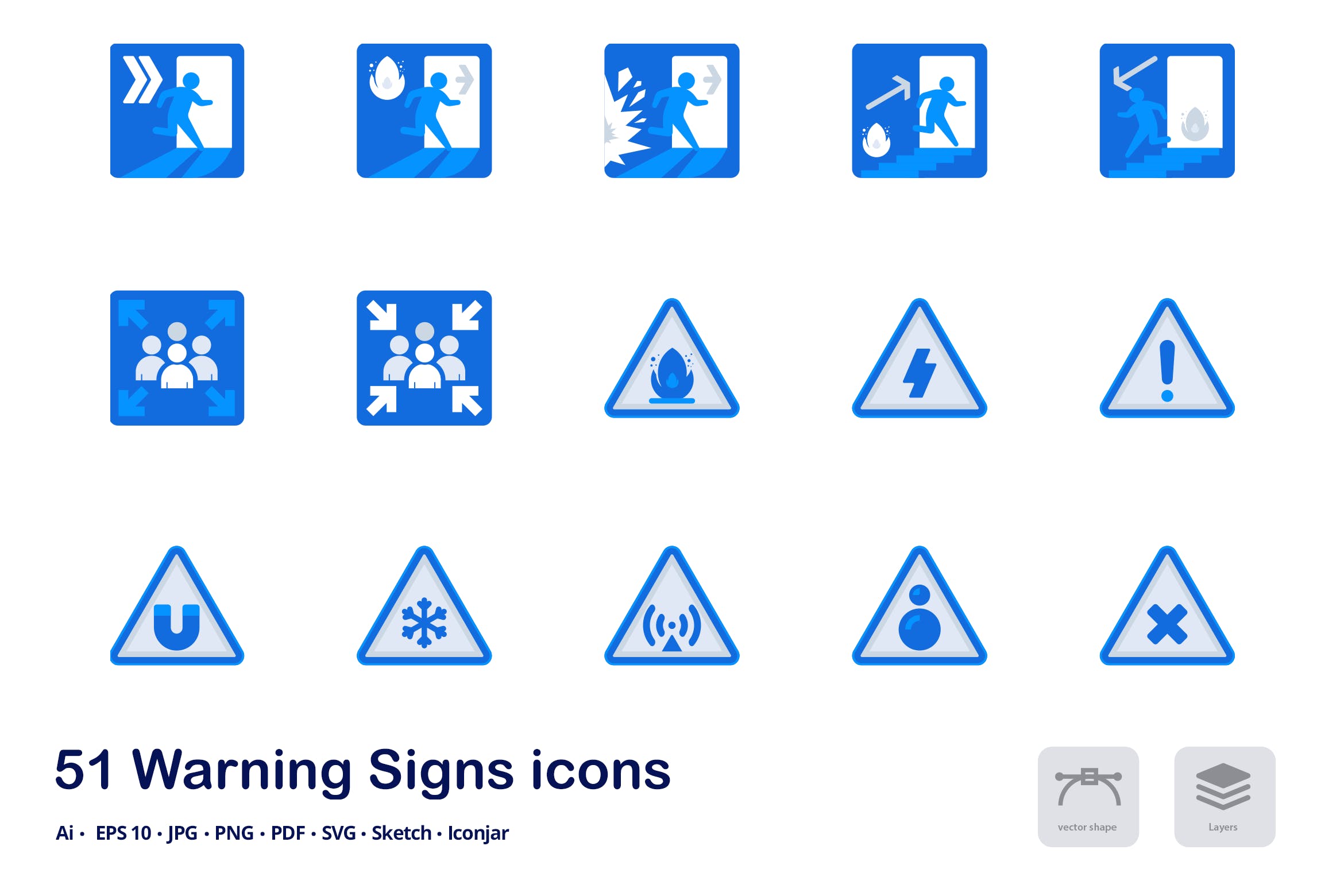 警告标志双色调扁平化矢量图标 Warning Signs Accent Duo Tone Flat Icons插图