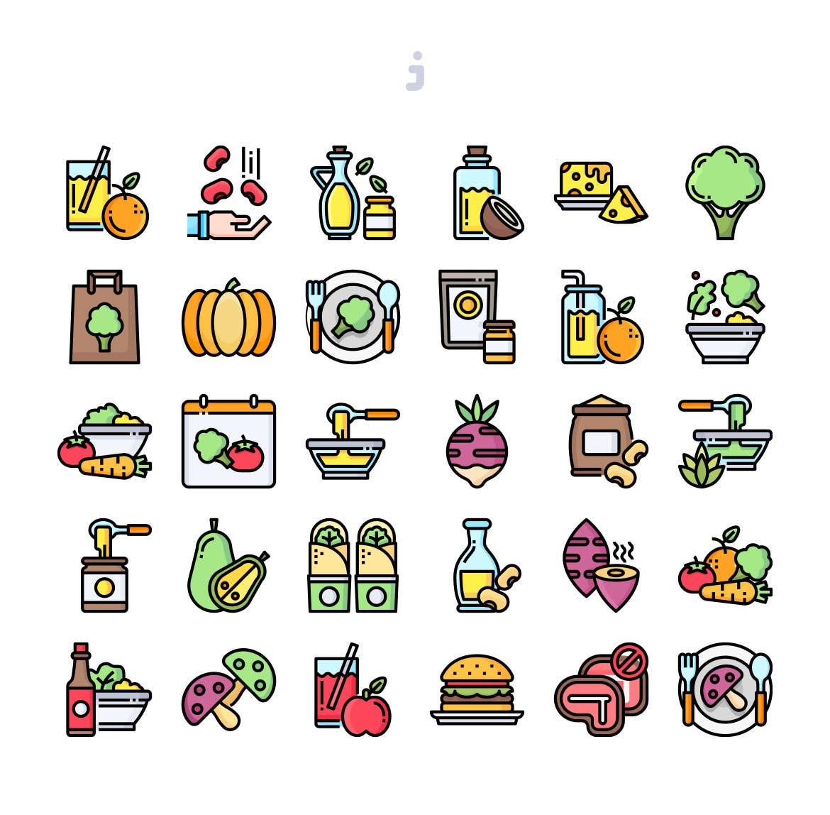 30枚素食主义主题矢量图标 30 Vegan Food Icons插图(1)