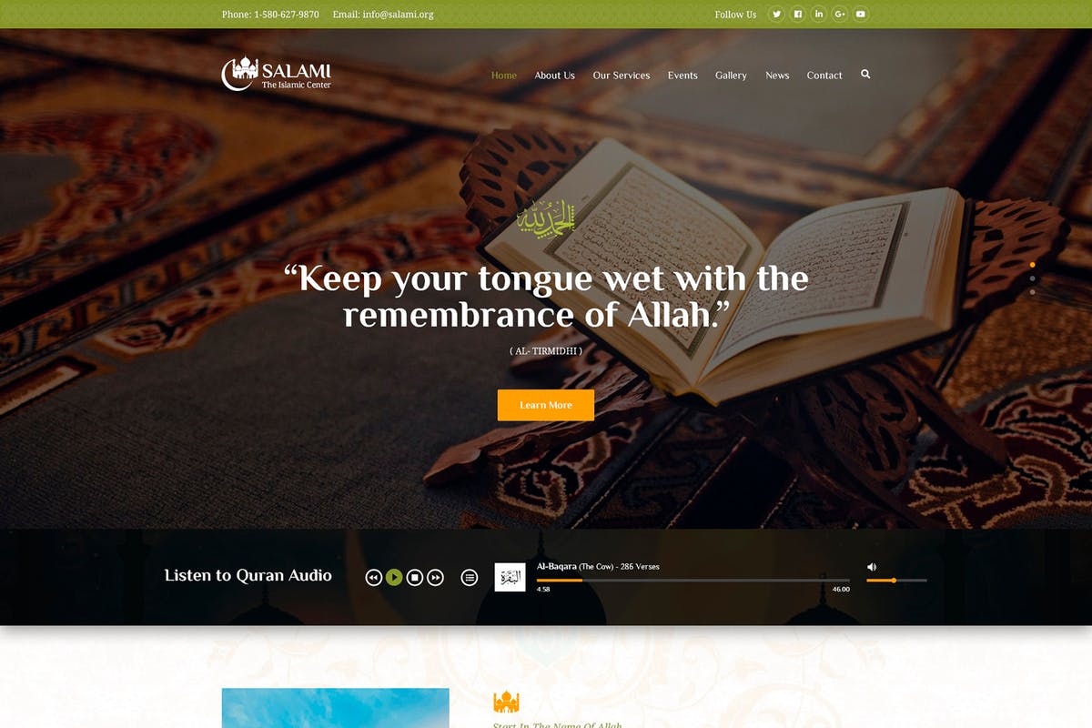 宗教类网站社区论坛网站设计模板 Salami – Islamic Center & Forum插图