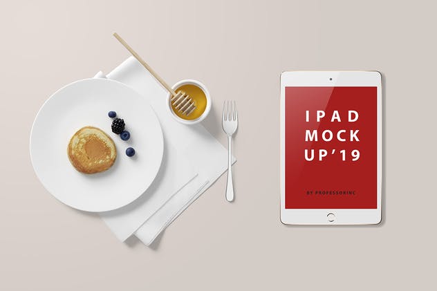 西式早餐场景iPad Mini设备展示样机 iPad Mini Mockup – Breakfast Set插图(2)