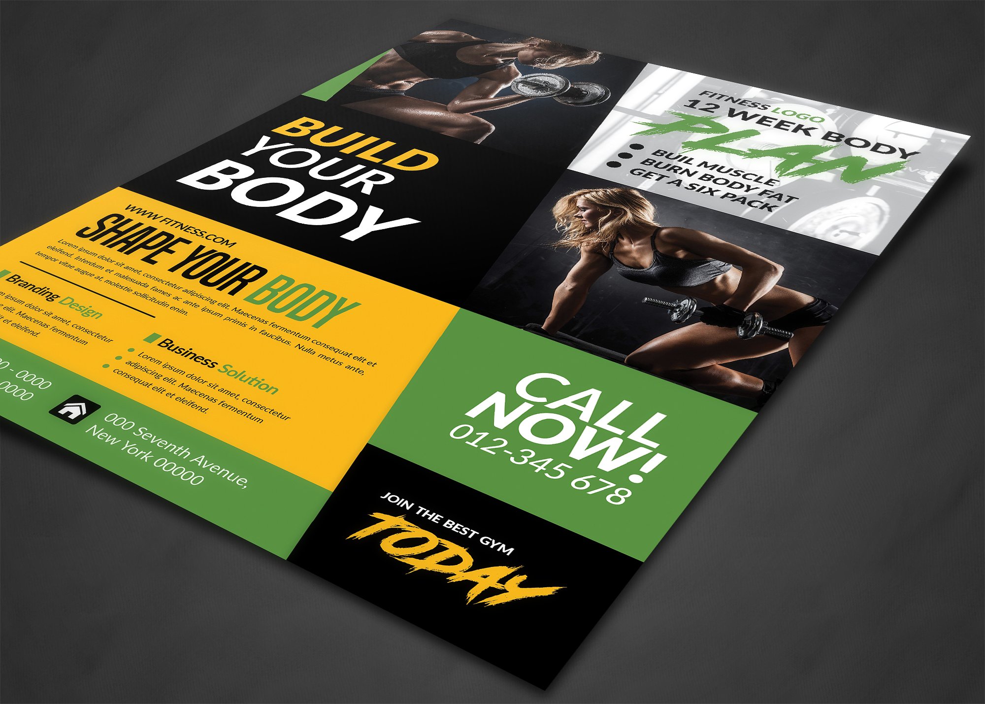 创意健身俱乐部宣传单海报设计模板 Fitness Flyer插图(1)