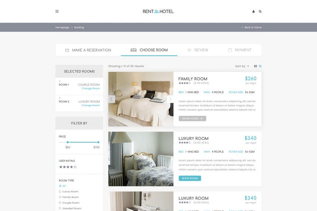 酒店在线预订系统网站PSD模板 Rent a Hotel – Booking Website PSD Template插图(4)
