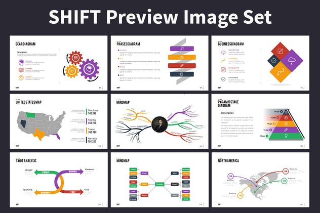 数据类报告PPT幻灯片模板合集 SHIFT Powerpoint Template插图(4)