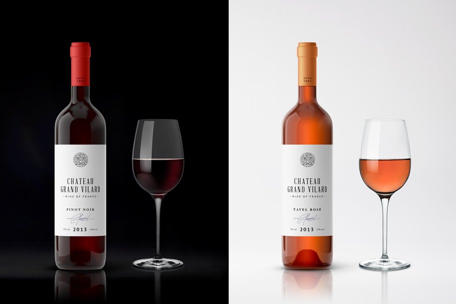 高档葡萄酒外观设计样机 Wine Packaging Mockups插图(1)