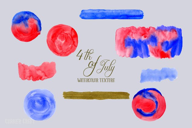 独立日流体手绘水彩纹理素材 Watercolor Texture 4th of July插图(4)