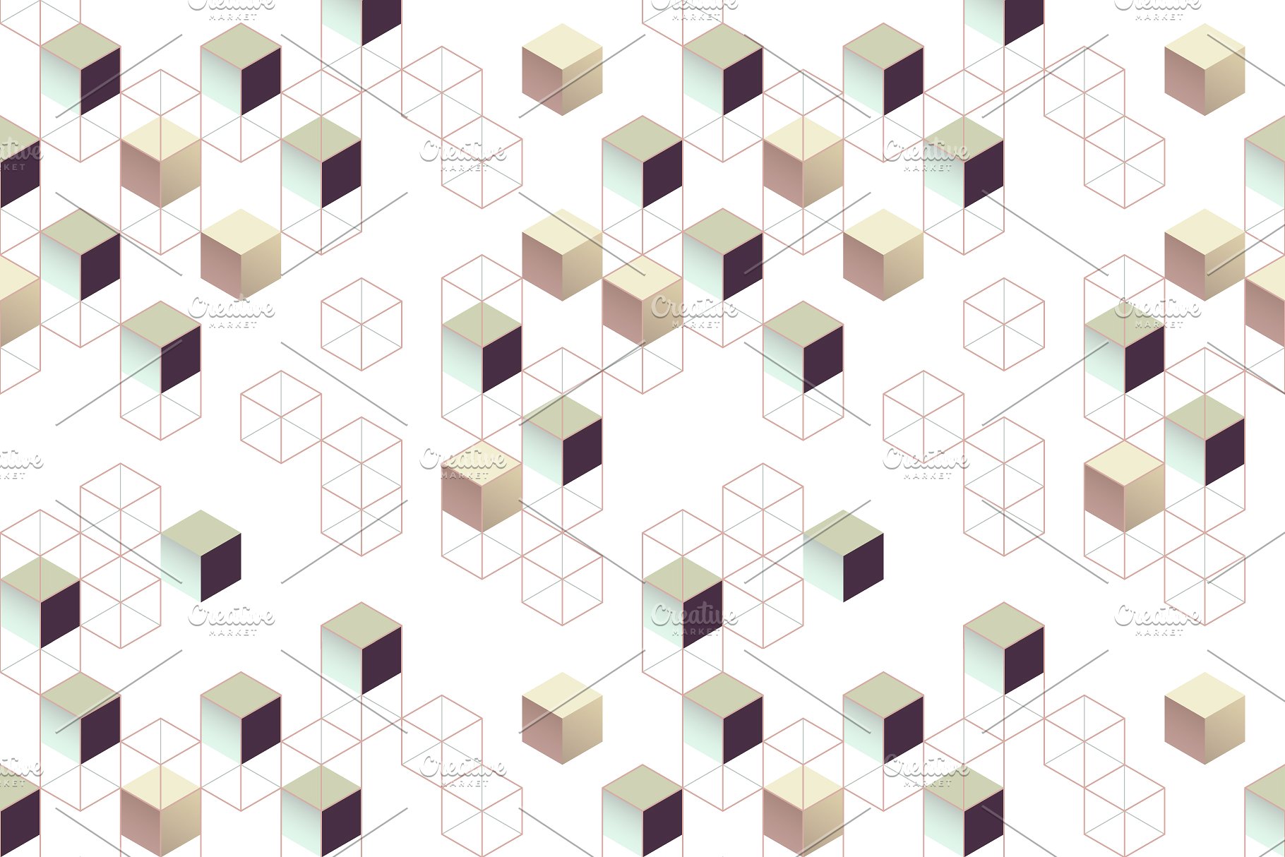 8款现代等距无缝图案纹理 8 modern isometric seamless patterns插图(2)