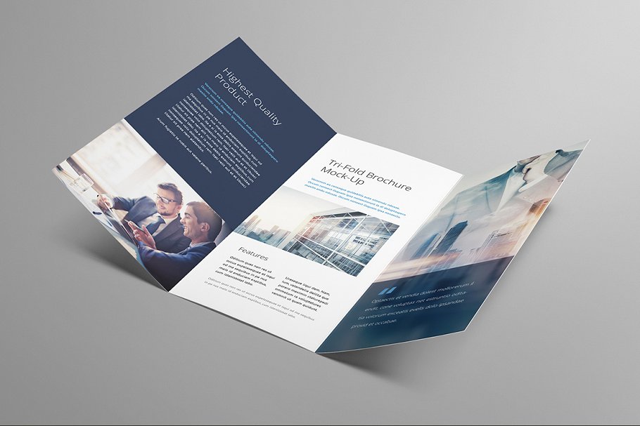 产品服务宣传企业宣传三折页小册子样机模板 Tri-fold Brochure Mock-Up插图