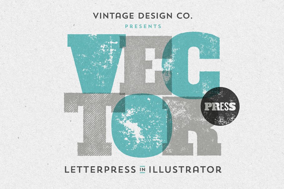 活版印刷凸版印刷效果AI动作 VectorPress: Illustrator Letterpress插图