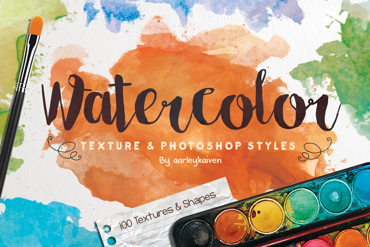 高品质的水彩风格纹理PS样式 Watercolor Texture & Styles插图