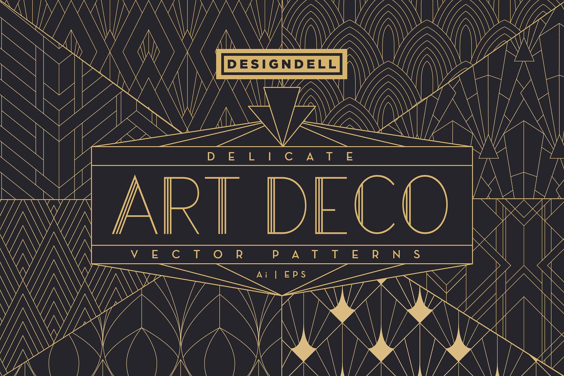 精致的装饰艺术矢量图案 Delicate Art Deco Vector Patterns插图