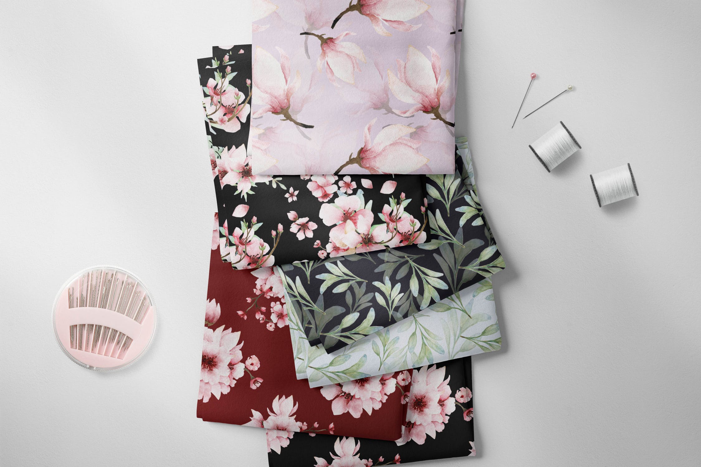 粉色樱花花卉水彩手绘设计套装 Pink Floral – Sakura Watercolor Set插图(2)