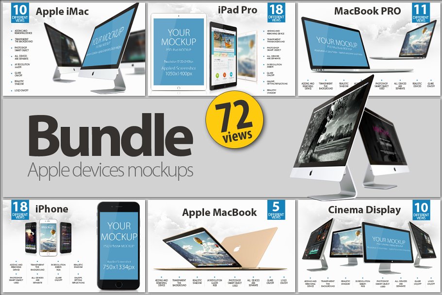 极力推荐：Apple系列产品展示样机合集 Apple devices mockups BUNDLE插图