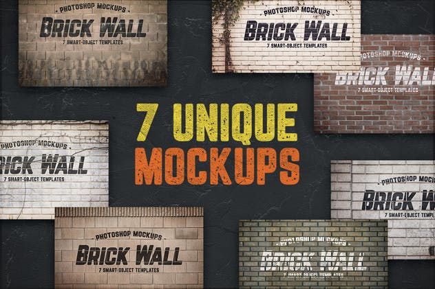 城市丛林砖墙背景样机Vol.1 Urban Jungle Brick Wall Mockups Volume 1插图(4)