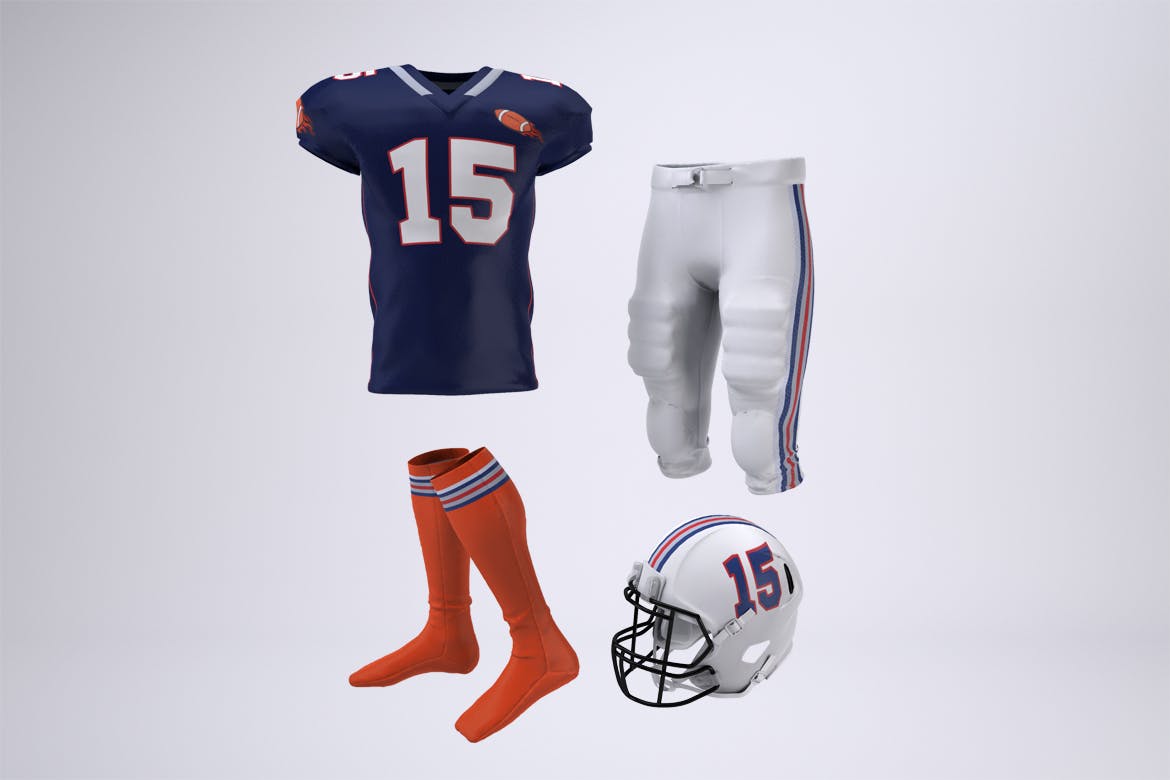 美式足球球服队服设计效果图样机模板 American Football Uniform Mock-Up插图(2)