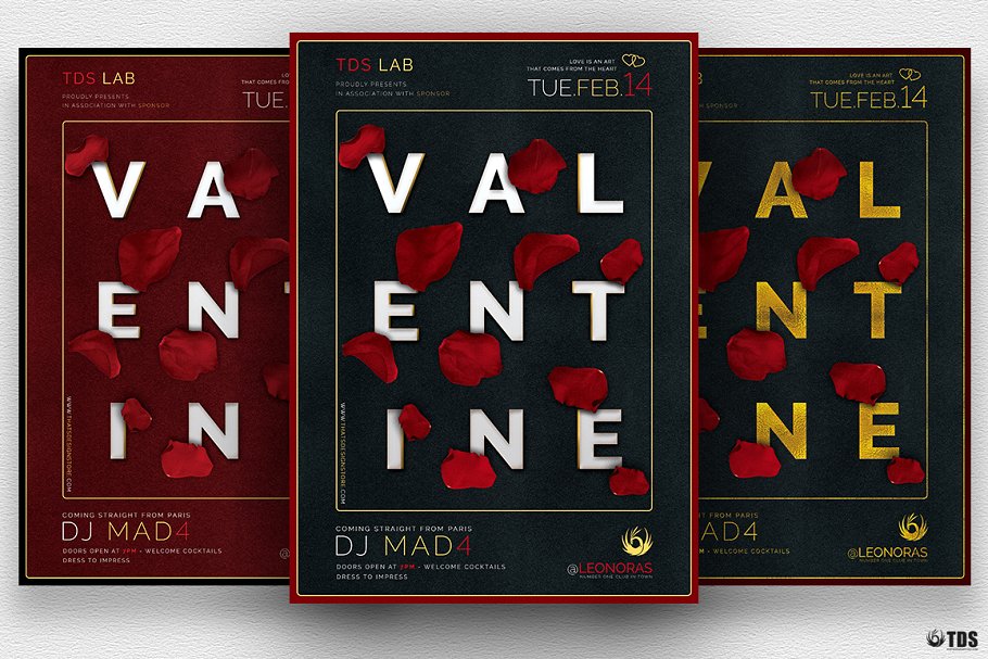 情人节主题活动传单海报模板 Valentines Day Flyer PSD V10插图