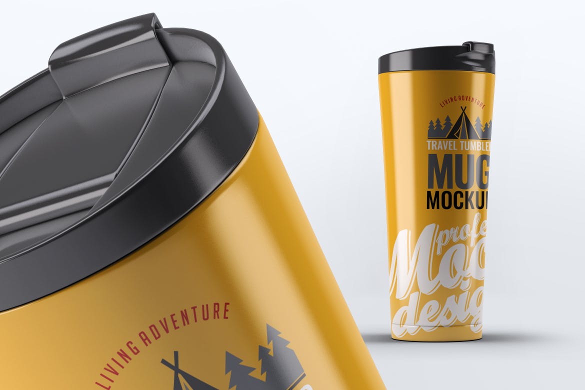 旅行水杯外观设计样机模板 Travel Tumbler Mug Mock-Up插图(1)