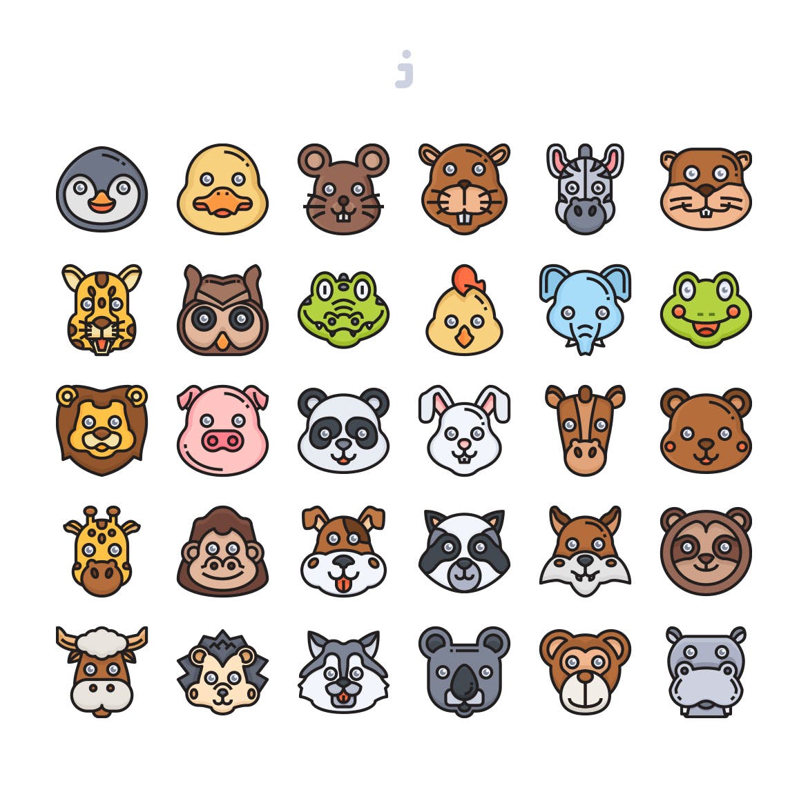 30枚动物手绘卡通头像彩色矢量图标 30 Animal Avatar Icons插图(1)