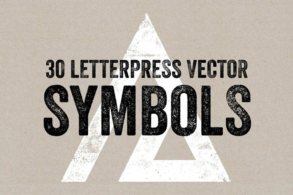 30款凸版印刷纹理效果矢量符号 Letterpress Vector Symbols插图