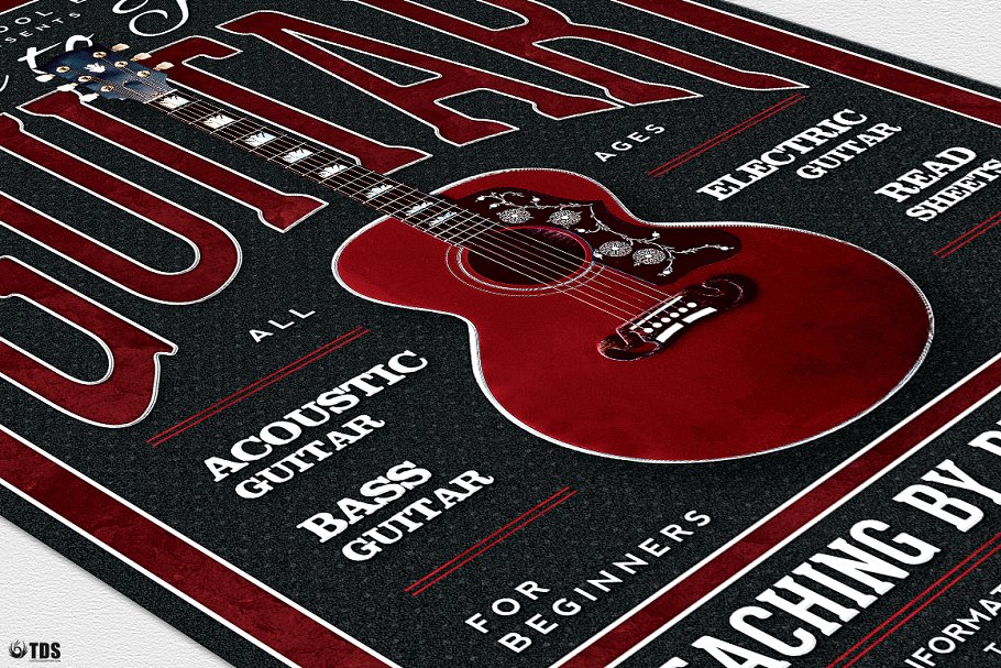 吉他教学培训机构宣传海报PSD模板V.3 Guitar Lessons Flyer PSD V3插图(5)