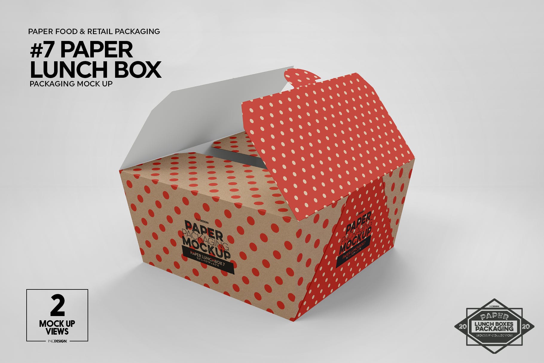 午餐外卖外带包装纸盒设计图样机 Paper Lunch Boxes Packaging Mockups插图(7)