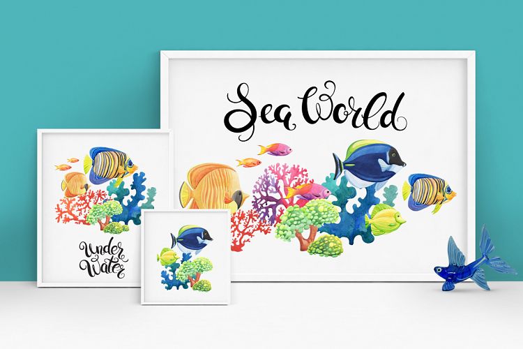 海洋世界手绘水彩剪贴画合集插图(1)