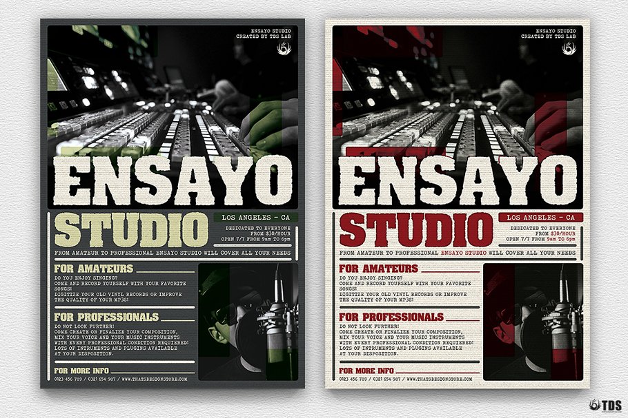 音乐工作室宣传传单PSD模板 Music Studio Flyer PSD插图(1)