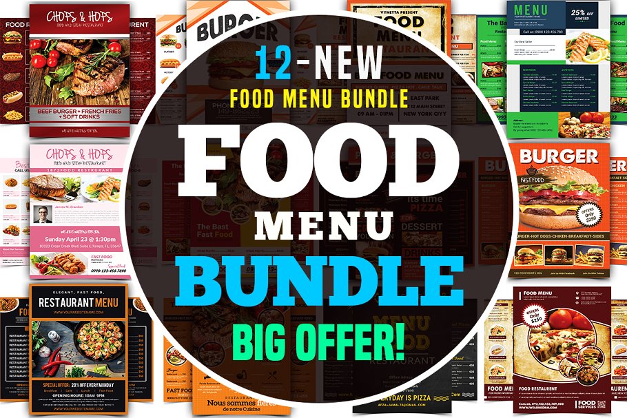 西式快餐菜单模板合集 Food Menu Flyer Bundle插图
