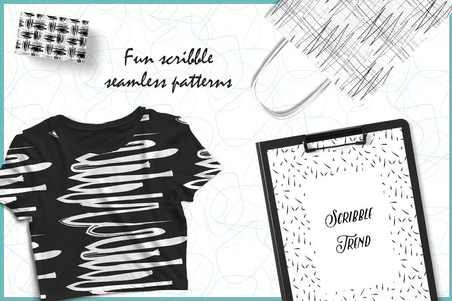 划线和刮痕无缝图案背景素材 Scribbles & Scratches Set插图(4)