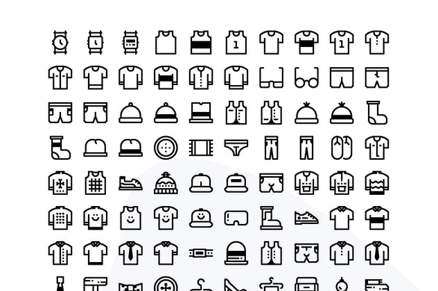 80枚极简主义服装设计主题线框图标素材 80 Clothing icon set – Material插图(2)