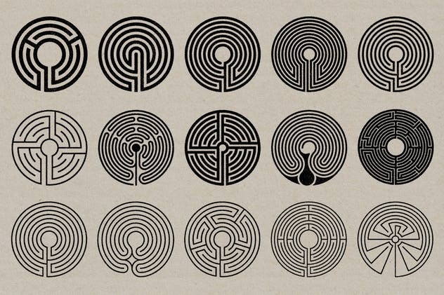 50款迷宫图形设计印章纹理合集 Labyrinth Stamps插图(2)