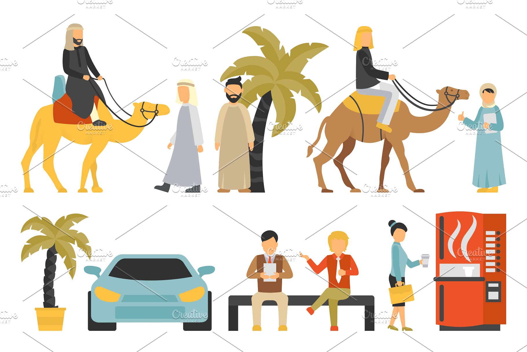 迪拜人物风情扁平化设计插画 Dubai – flat people set插图(11)