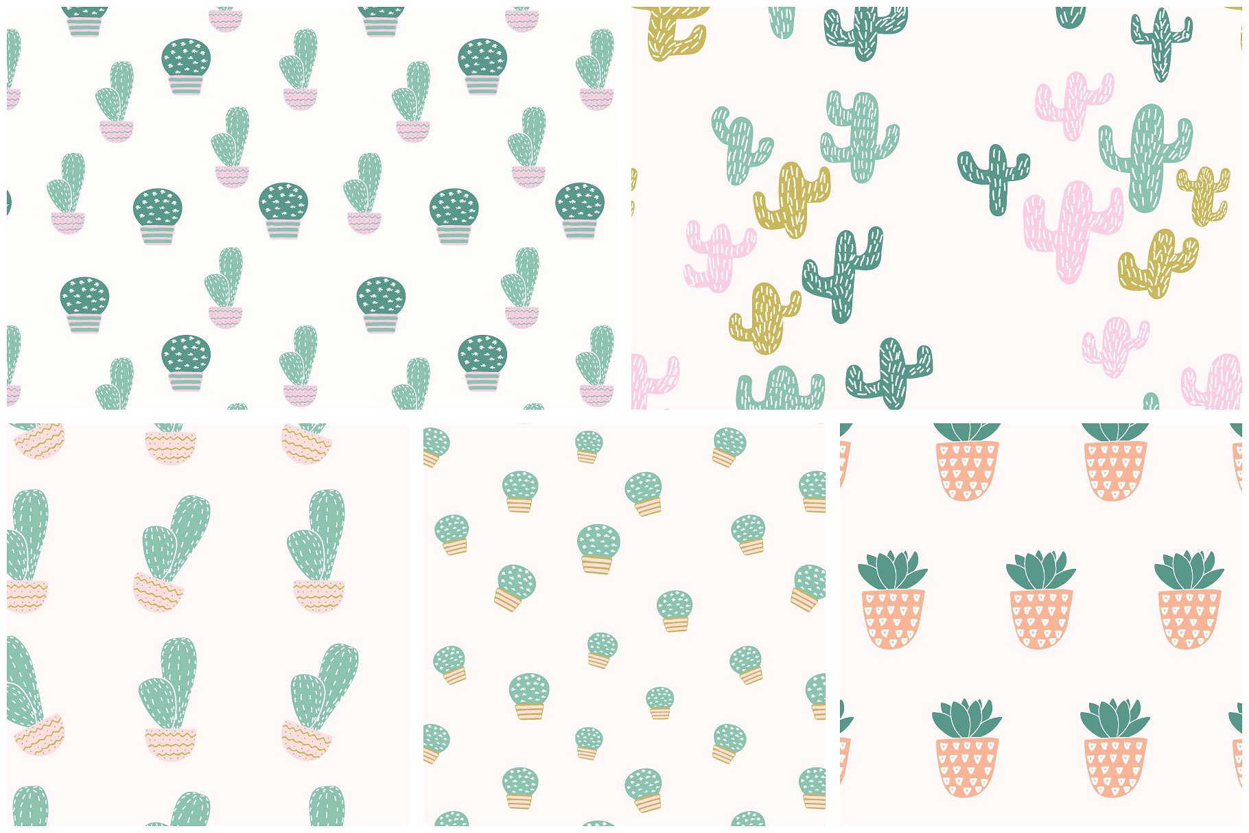 仙人掌无缝矢量图案纹理 Cactus: seamless vector patterns插图(5)