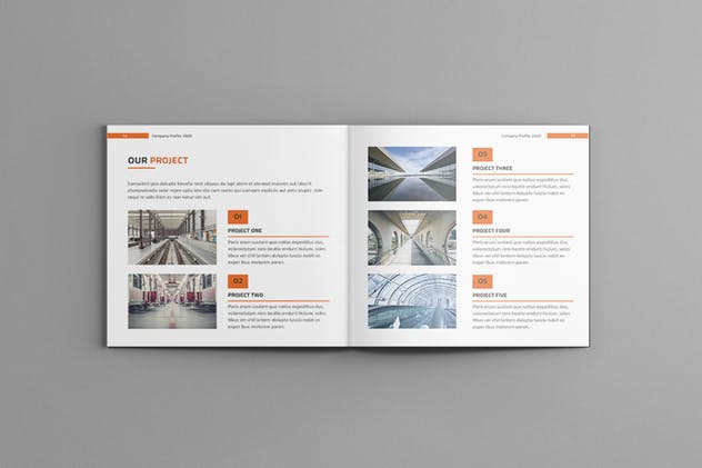 简约风格方形企业介绍手册设计模板 Square Company Profile插图(8)