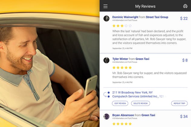 打车应用APP UI套件出行应用UI模板 Cabby — Taxi Service Mobile App UI插图(4)