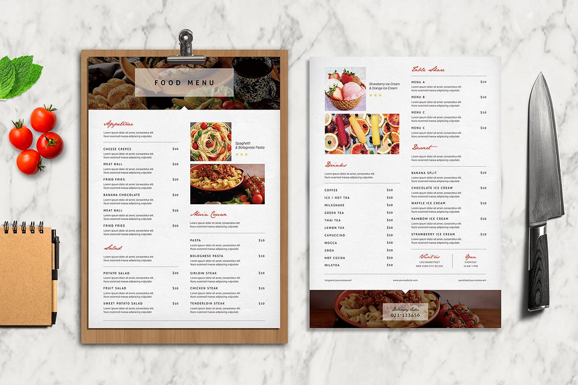 高端时尚现代的高级餐厅西餐厅餐饮菜单菜谱海报传单DM设计模板插图(1)