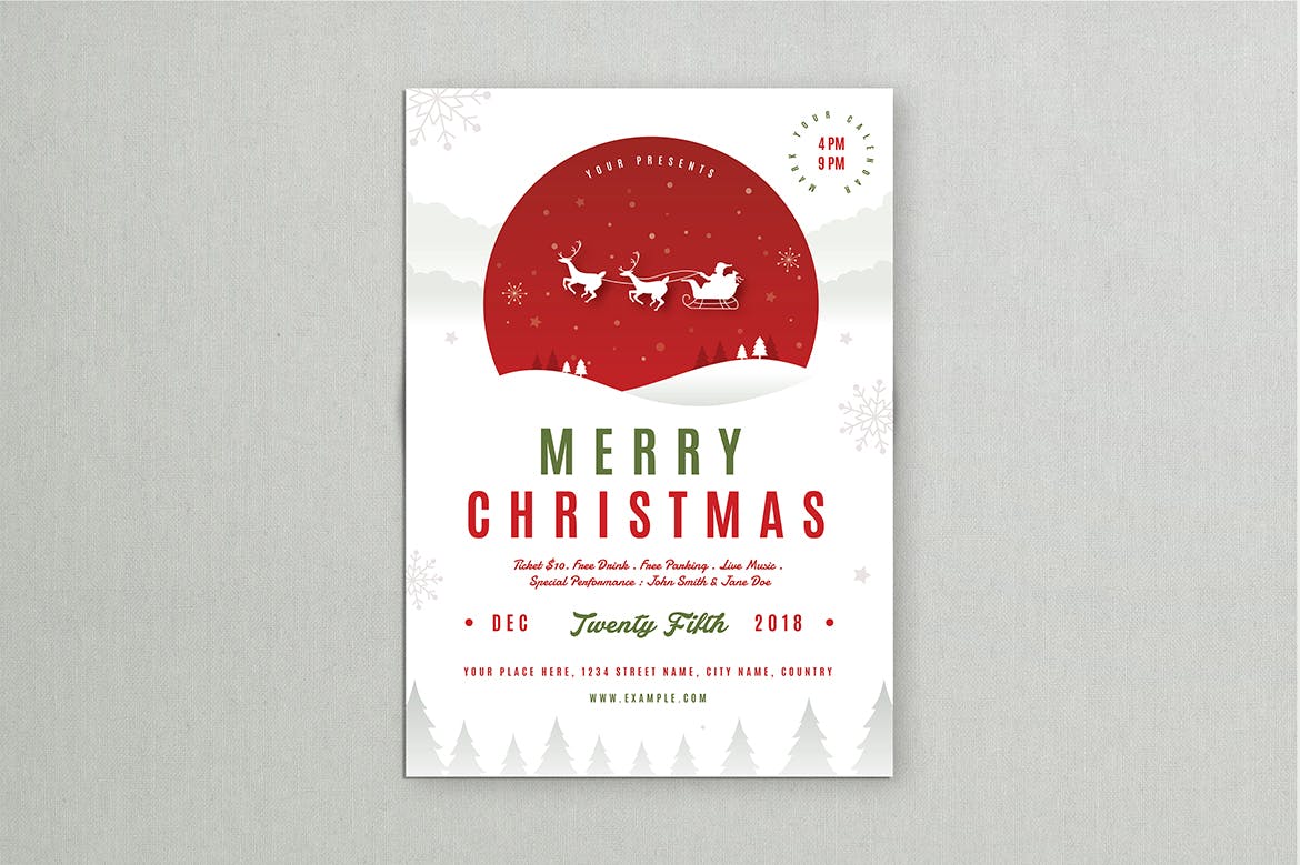 简约风格圣诞节庆祝活动海报传单模板 Christmas Party Flyer插图(3)