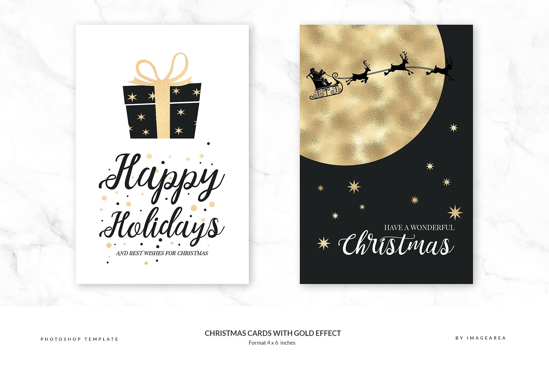 金箔装饰圣诞节主题贺卡模板 Christmas Cards with Gold Effect插图(1)