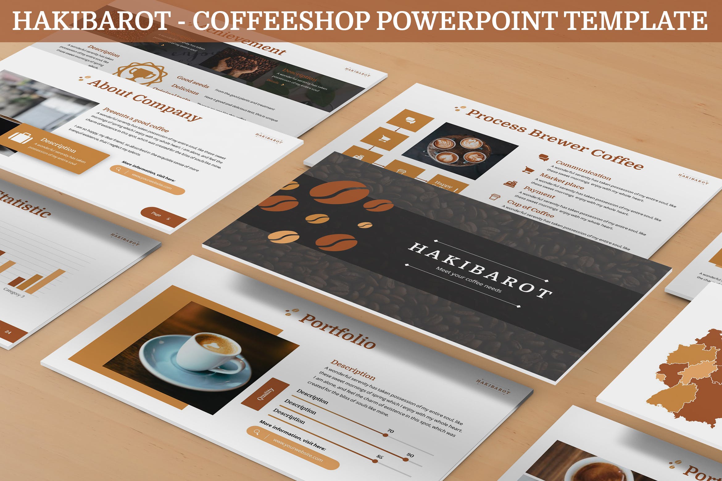 咖啡店创业策划方案PPT模板素材 Hakibarot – Coffeeshop Powerpoint Template插图