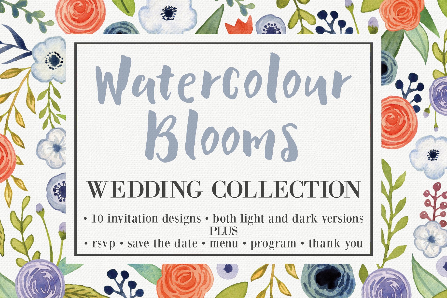 绽放花卉婚礼设计物料水彩素材合集 Watercolor Blooms Wedding Collection插图(1)