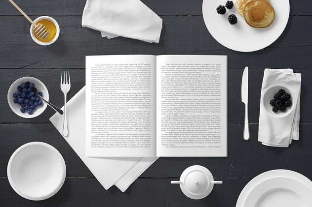早餐场景A5杂志画册样机 A5 Magazine Catalogue Mockup – Breakfast Set插图(6)