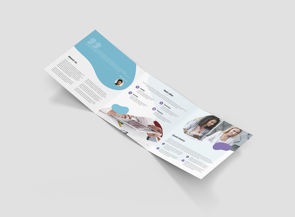 方形三折页企业/机构/组织宣传册设计模板 Brochure – StartUp Agency Tri-Fold Square插图(3)