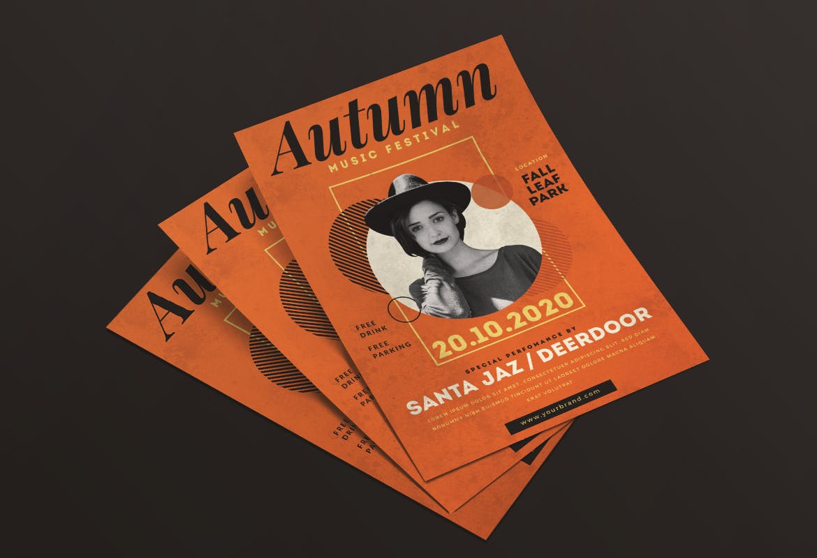 秋天音乐盛会宣传海报设计模板 Autumn Music Flyer插图(3)
