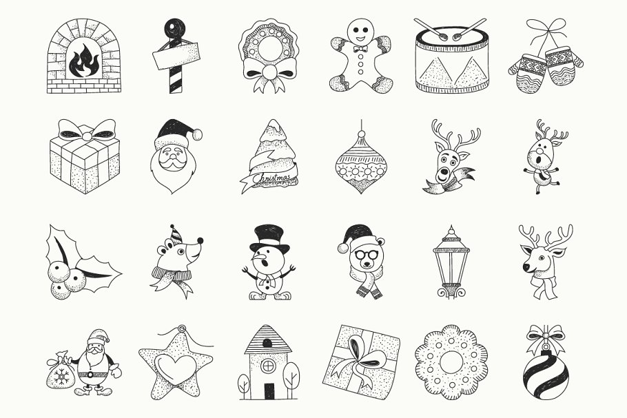 手绘圣诞节日元素线条概念图标 Christmas Hand Drawn Icons插图(3)