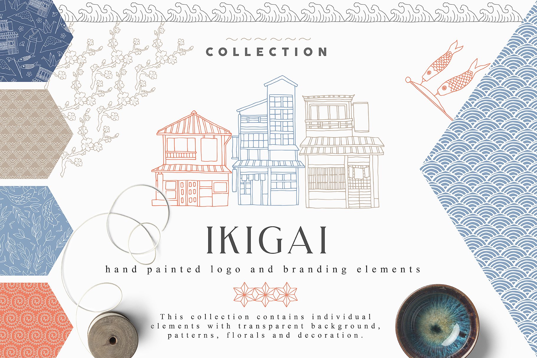 日本元素手绘插画素材 Ikigai Collection Pro插图