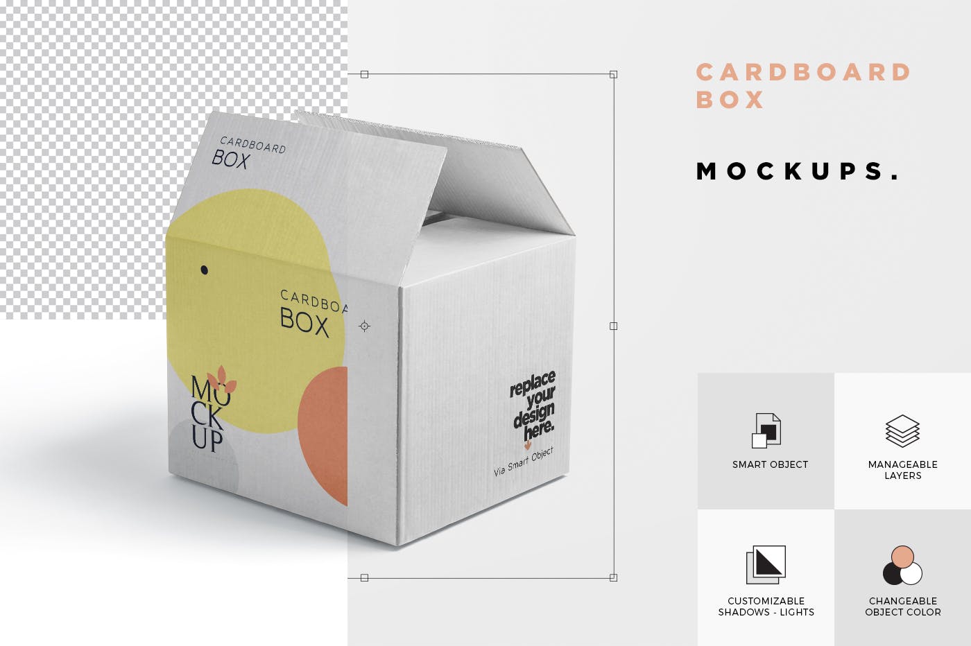 纸箱设计印刷效果图多角度预览样机 4 Cardboard Box Mockups插图(5)