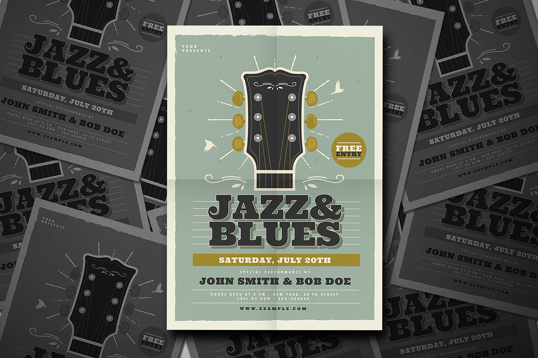 爵士蓝调音乐活动宣传单设计模板 Jazz & Blues Music Flyer插图(3)